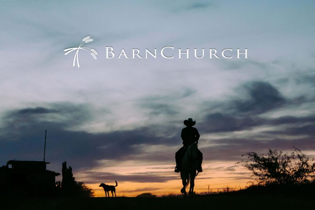 Barn Church Reversed Logo Cowboy Silhouette Hero Image