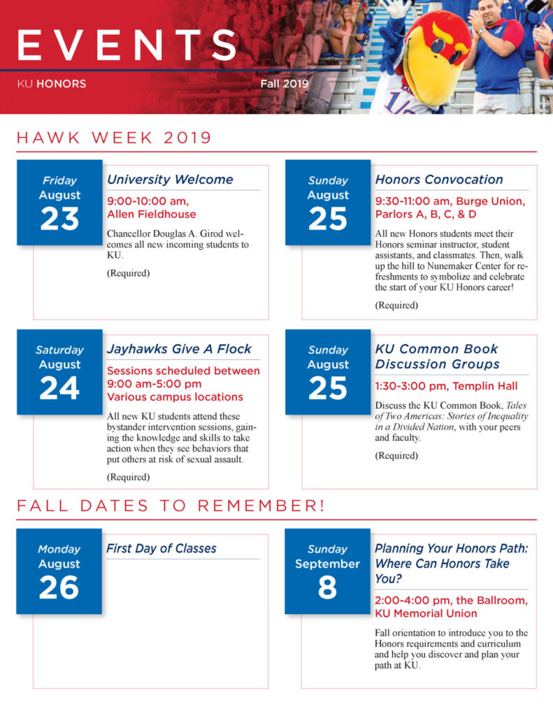 KU Honors Orientation Schedule